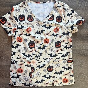 Halloween Themed Scrub Top